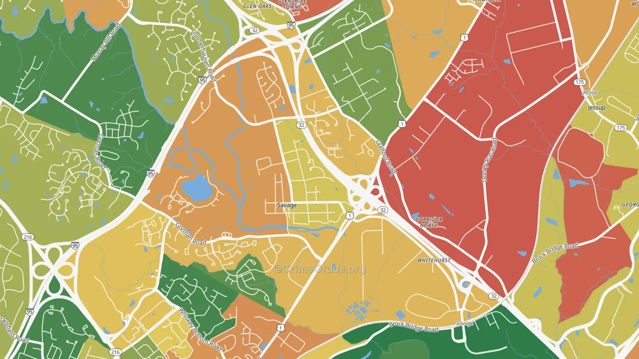 Savage, MD Map of Assault Rates