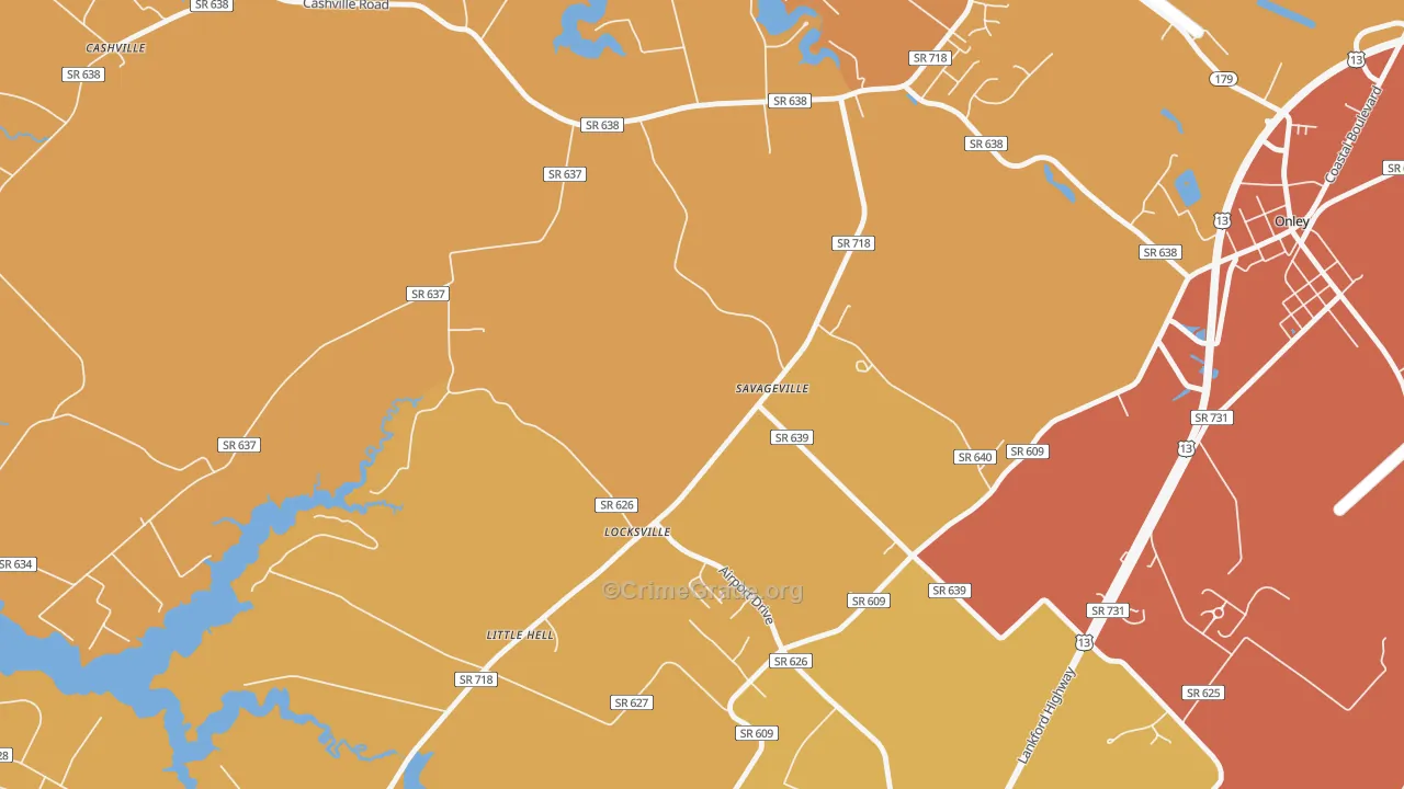 Savageville, VA Map of Assault Rates
