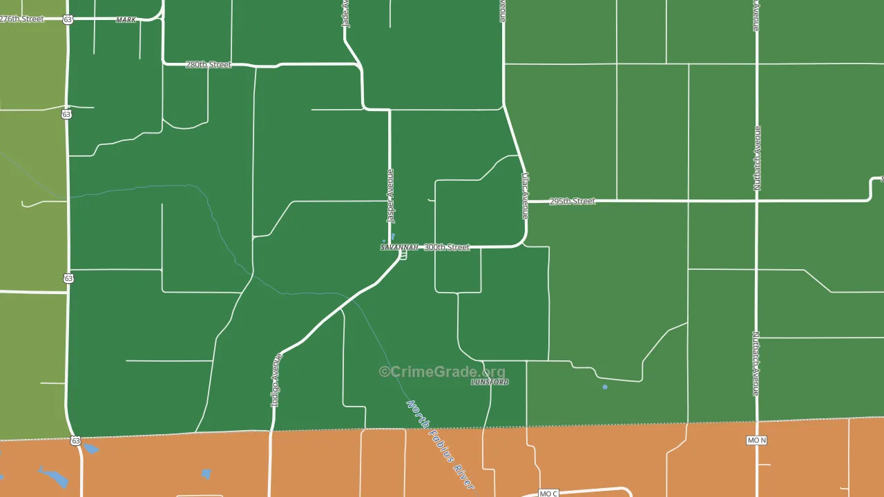 Savannah, IA Map of Assault Rates