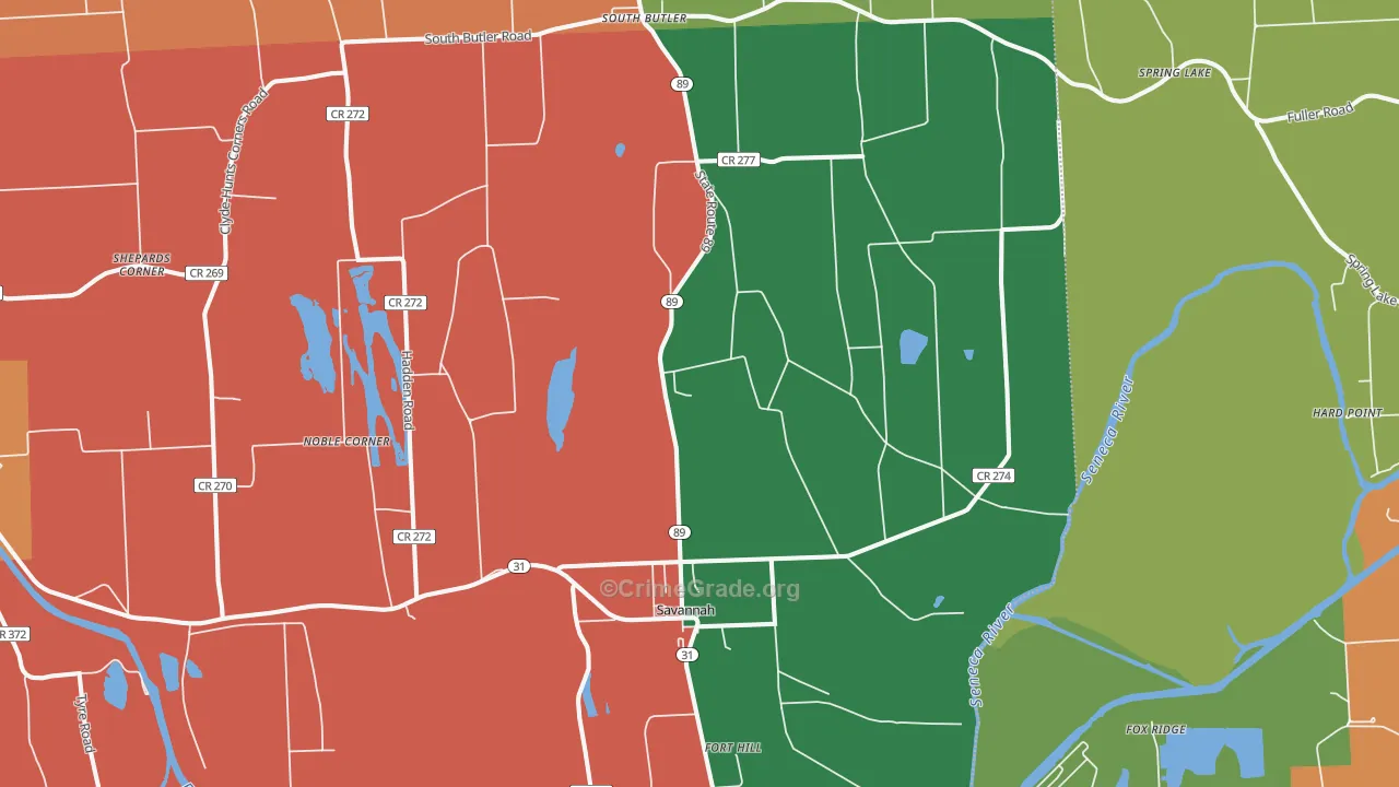 Savannah, NY Map of Assault Rates