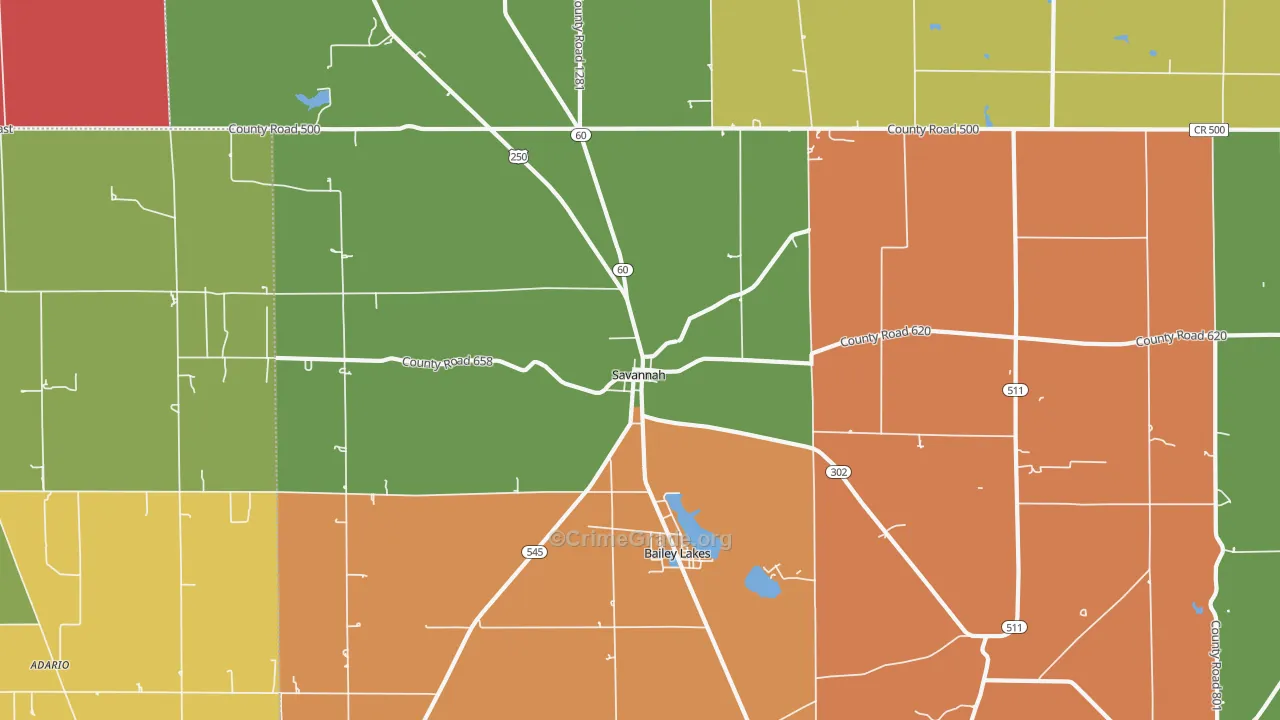 Savannah, OH Map of Assault Rates