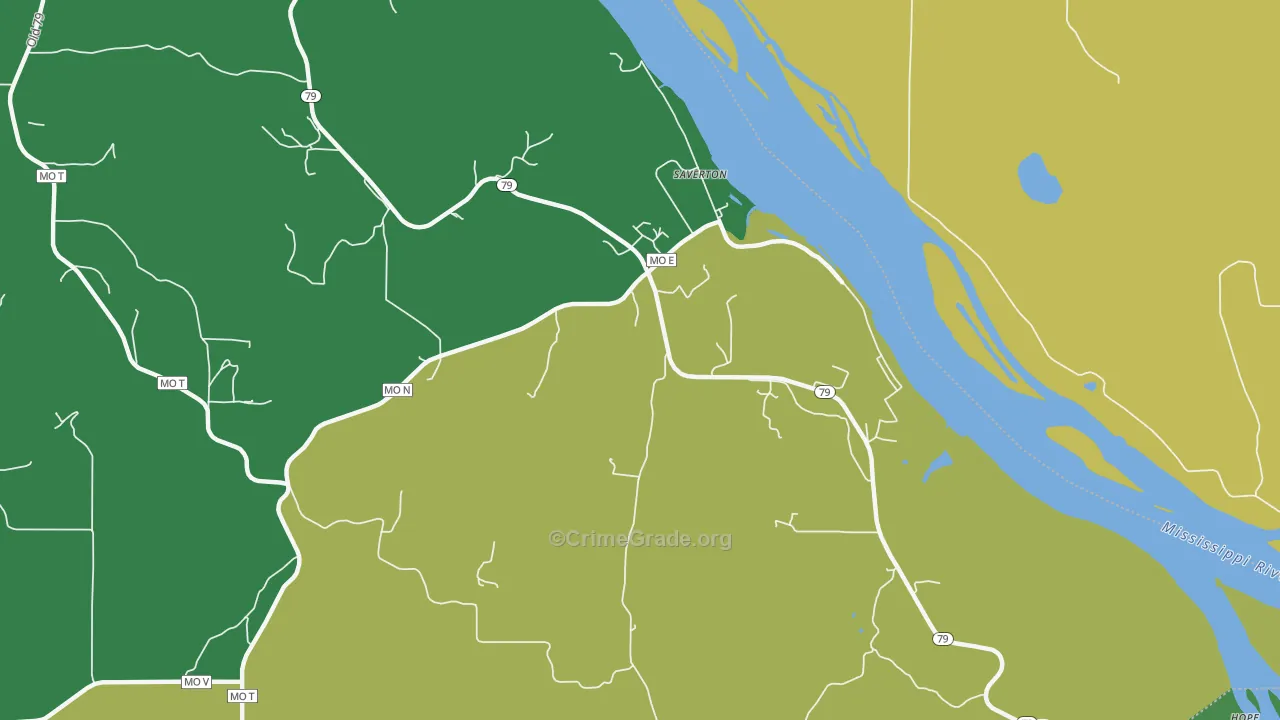 Saverton, MO Map of Assault Rates