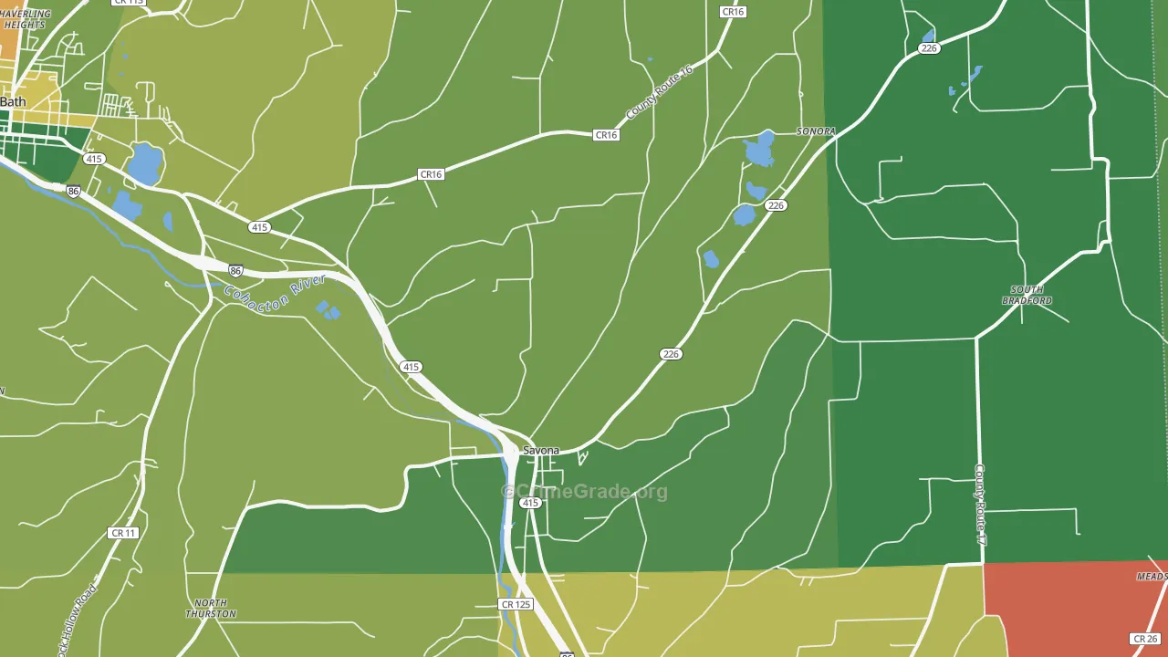 Savona, NY Map of Assault Rates