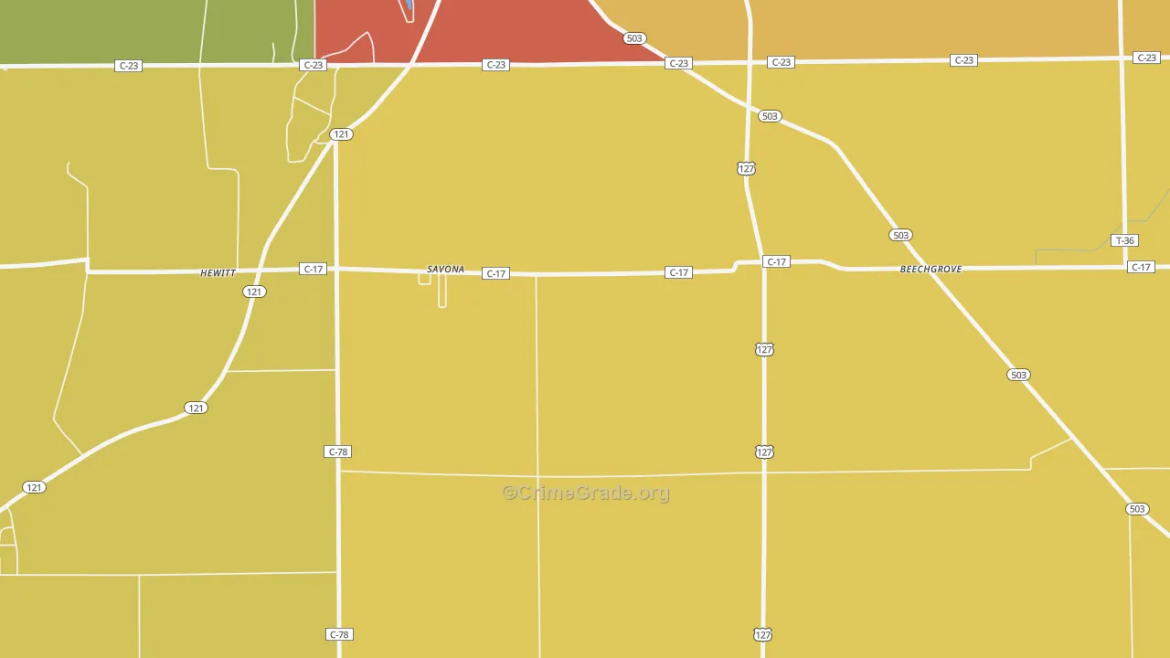 Savona, OH Map of Assault Rates