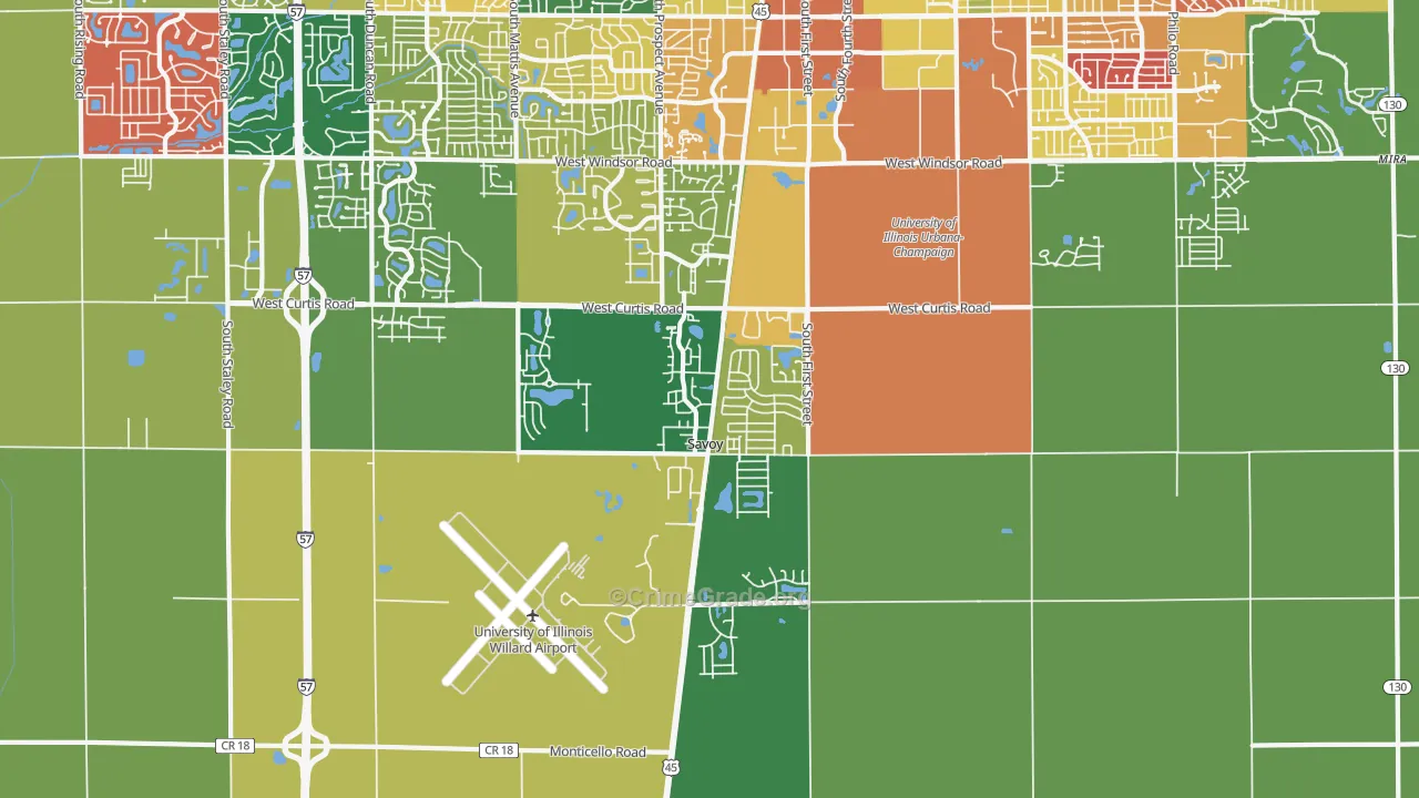 Savoy, IL Map of Assault Rates