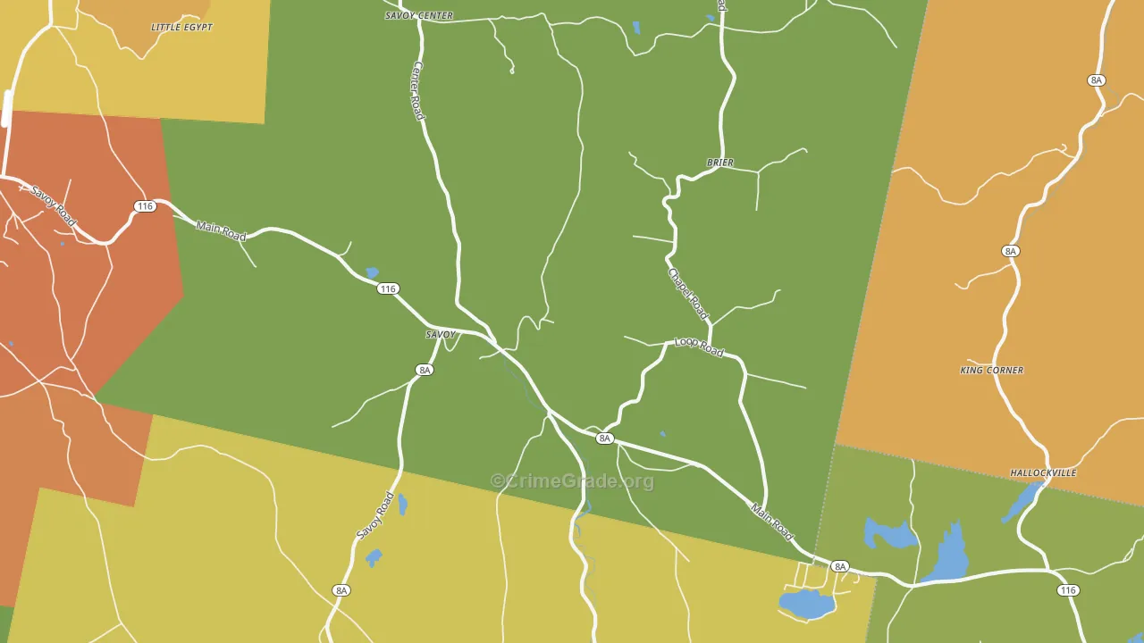 Savoy, MA Map of Assault Rates