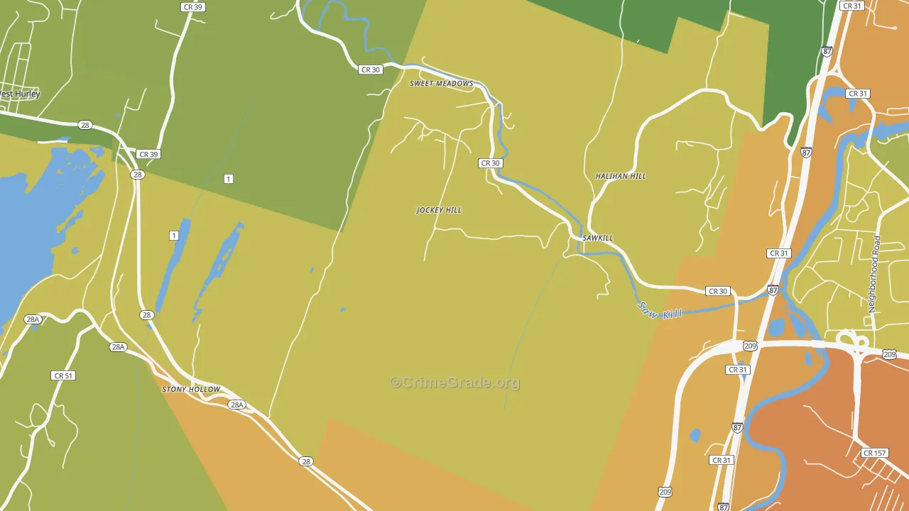 Sawkill, NY Map of Assault Rates