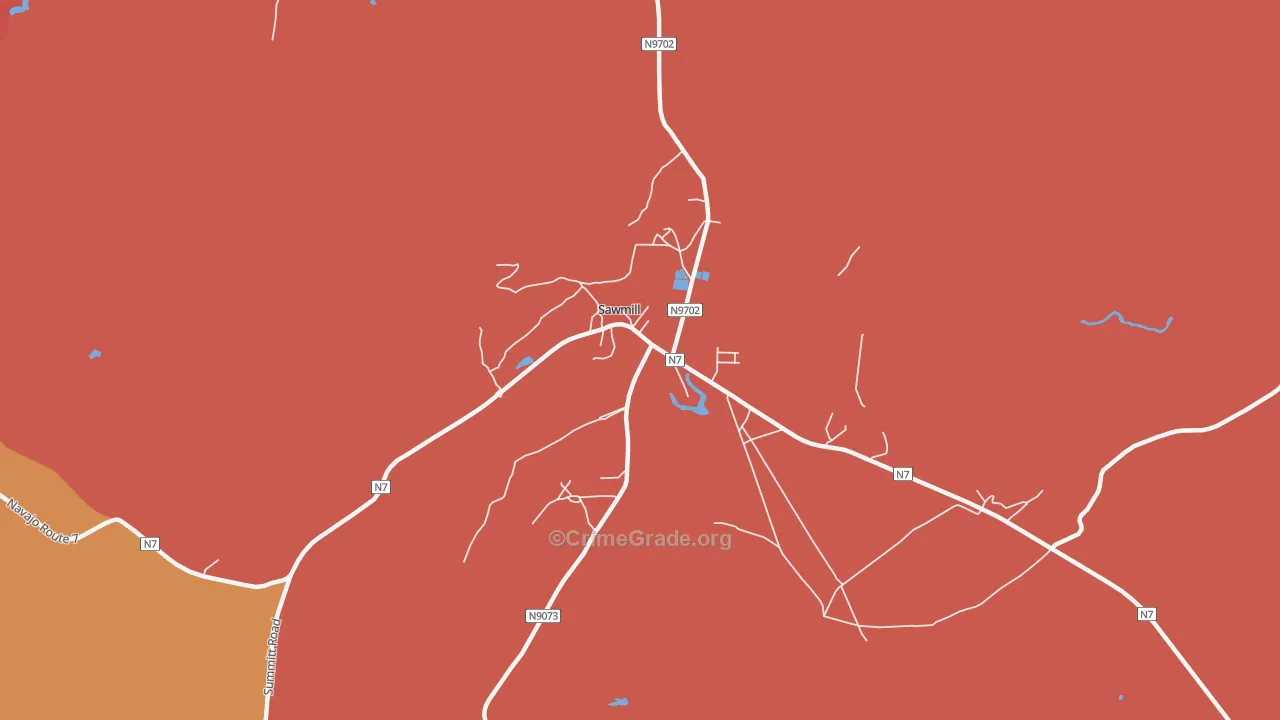 Sawmill, AZ Map of Assault Rates