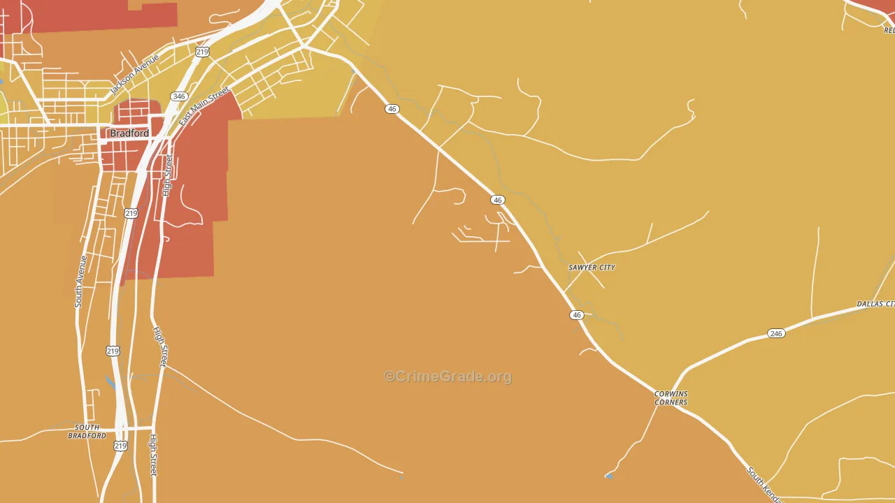 Sawyer City, PA Map of Assault Rates