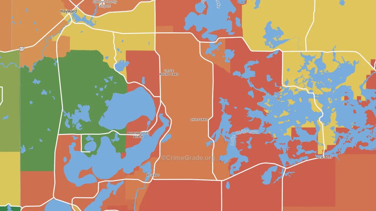 Sawyer County, WI Map of Assault Rates