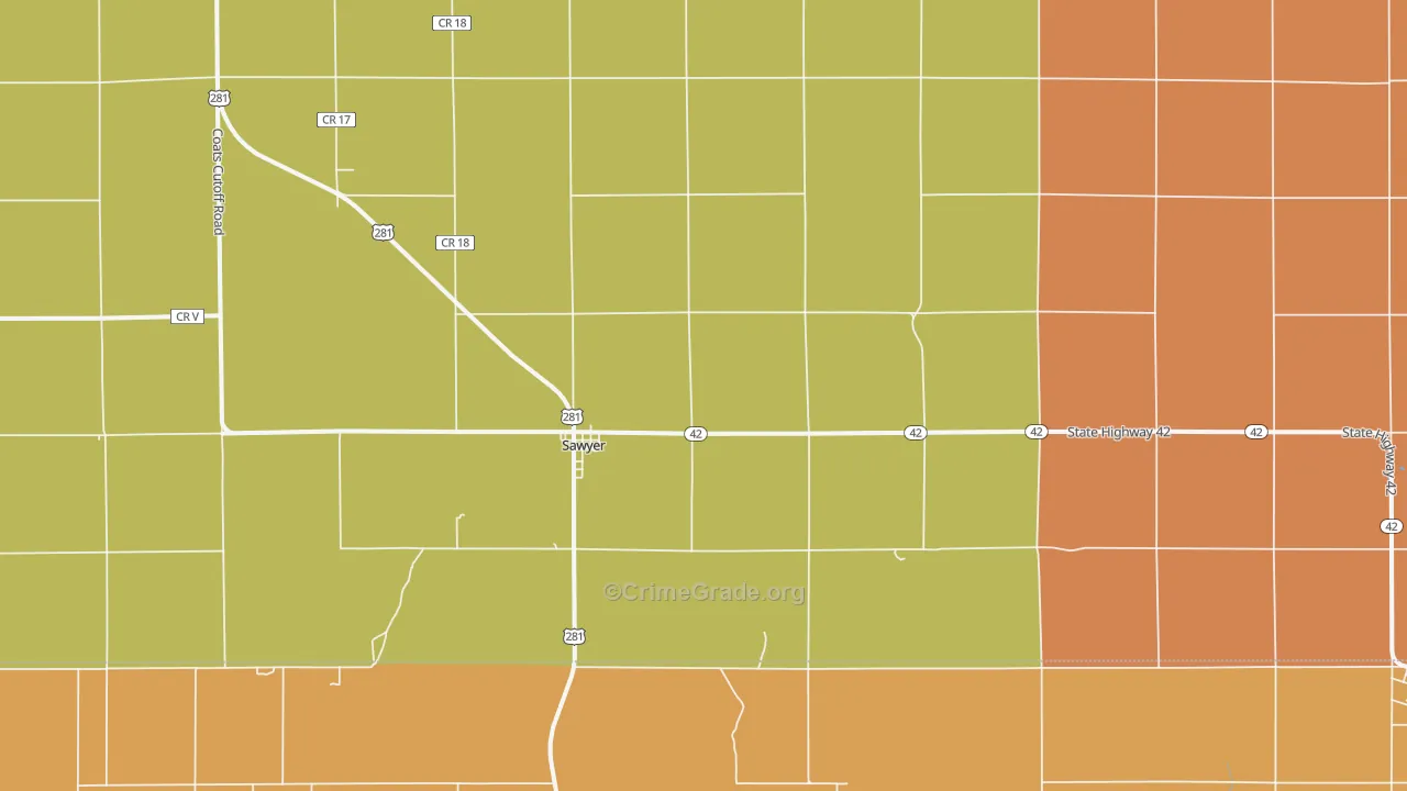 Sawyer, KS Map of Assault Rates