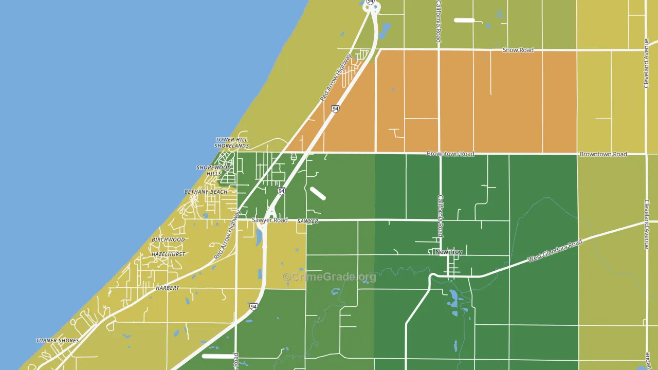 Sawyer, MI Map of Assault Rates