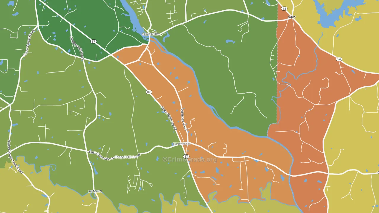 Saxapahaw, NC Map of Assault Rates