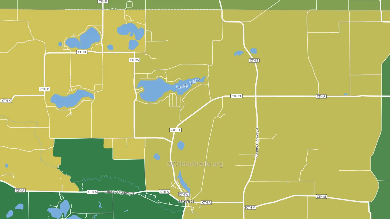 Saxeville, WI Map of Assault Rates