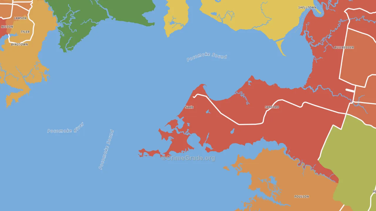 Saxis, VA Map of Assault Rates