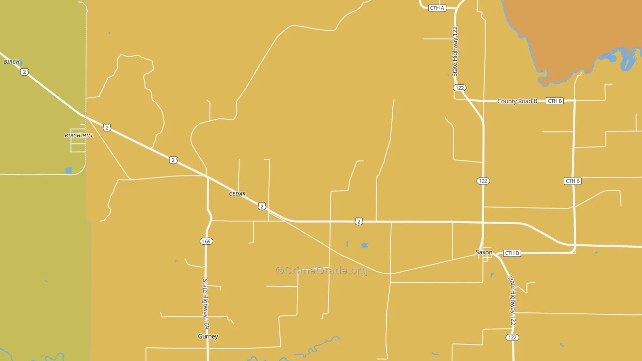 Saxon, WI Map of Assault Rates