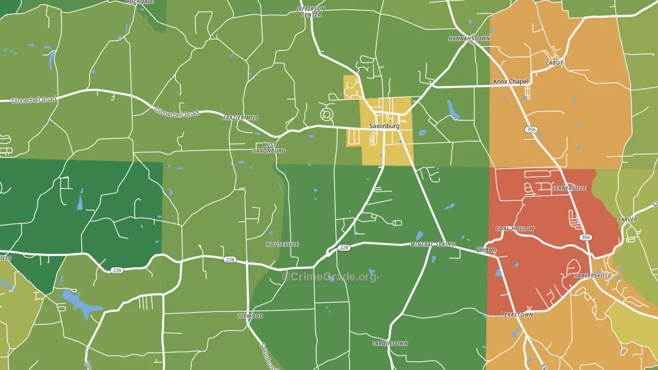 Saxonburg, PA Map of Assault Rates