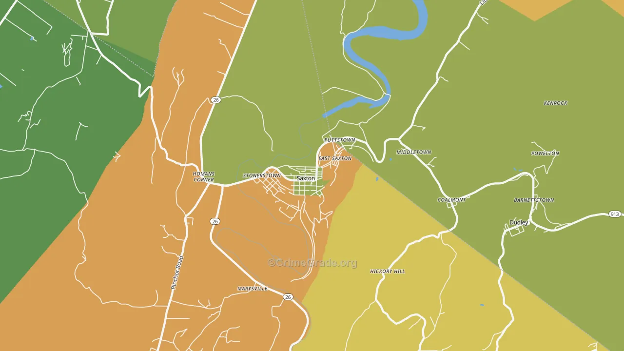 Saxton, PA Map of Assault Rates