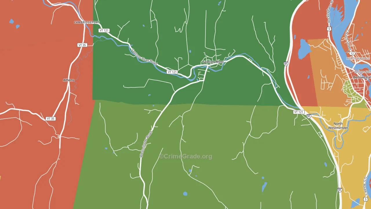 Saxtons River, VT Map of Assault Rates
