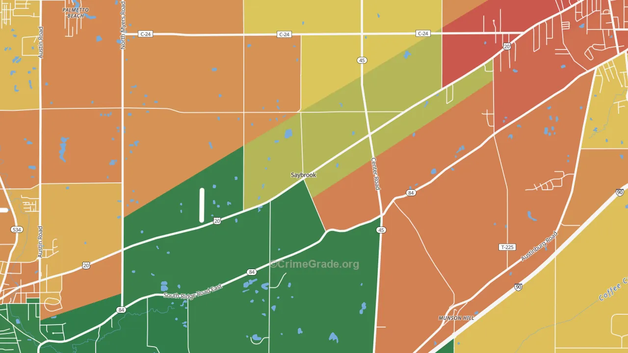 Saybrook, OH Map of Assault Rates