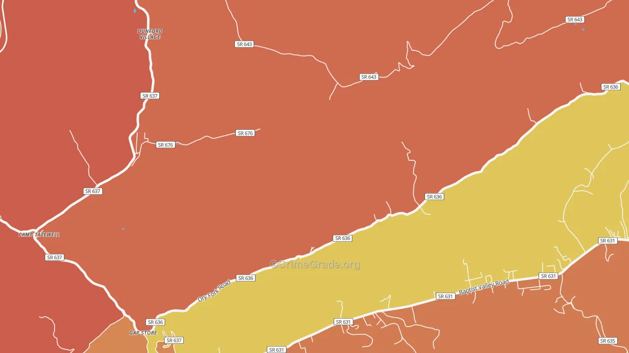 Sayersville, VA Map of Assault Rates