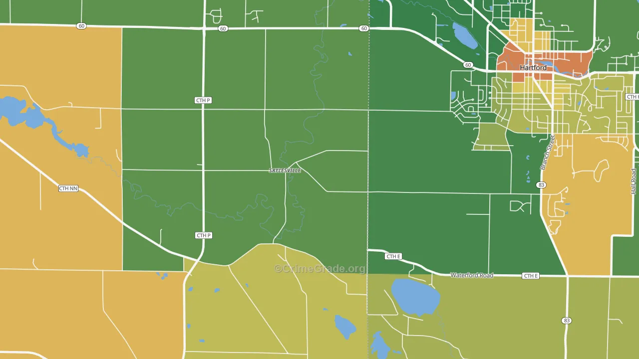Saylesville, WI Map of Assault Rates