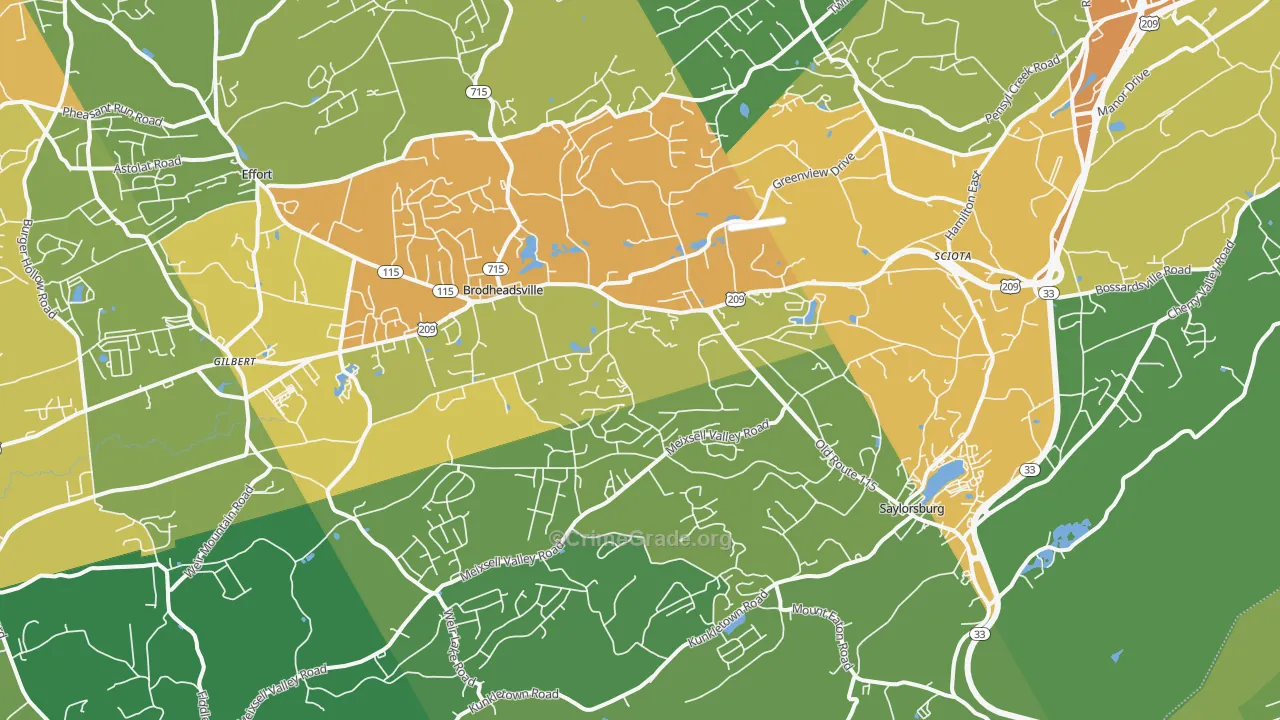 Saylorsburg, PA Map of Assault Rates