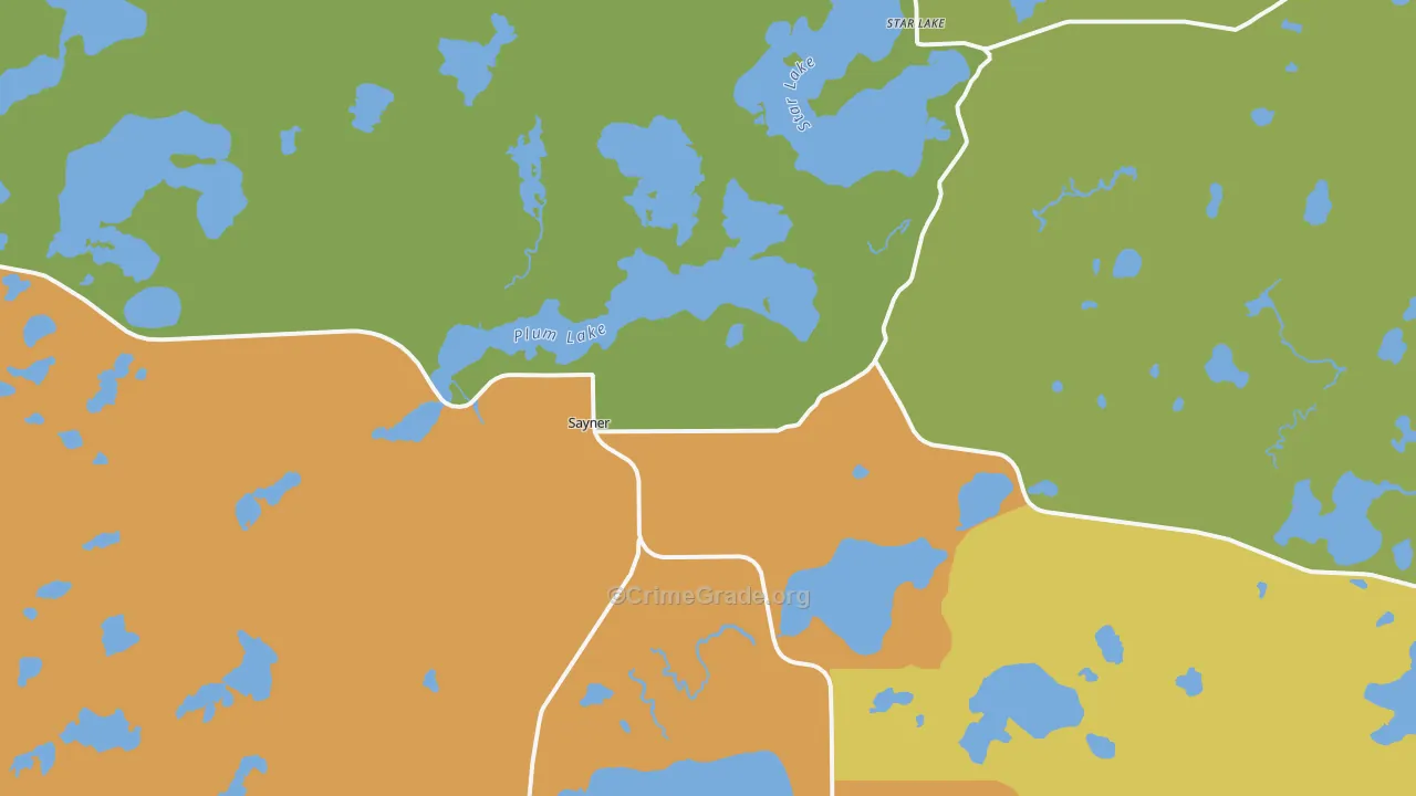 Sayner, WI Map of Assault Rates