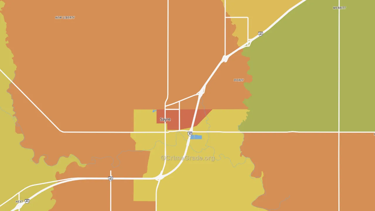Sayre, OK Map of Assault Rates