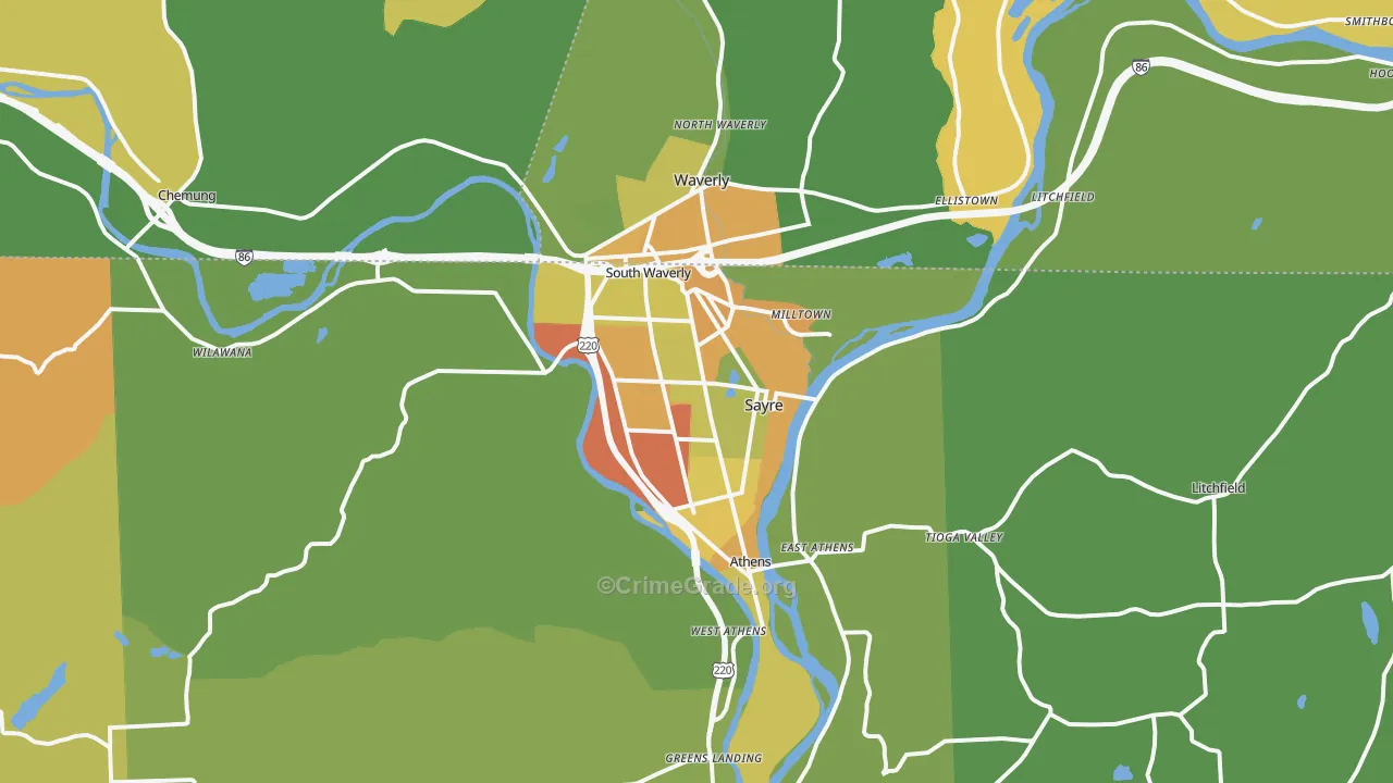 Sayre, PA Map of Assault Rates