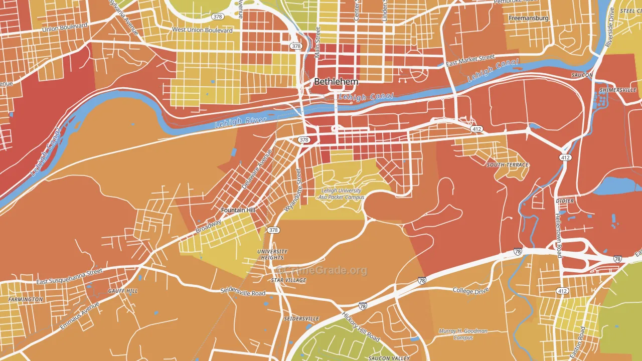 Sayre Park, Bethlehem, PA Map of Assault Rates