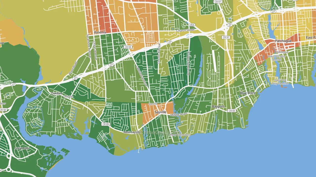 Sayville, NY Map of Assault Rates