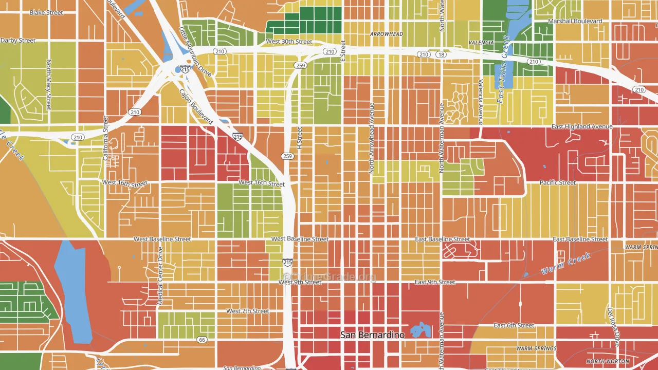 SBHS, San Bernardino, CA Map of Assault Rates