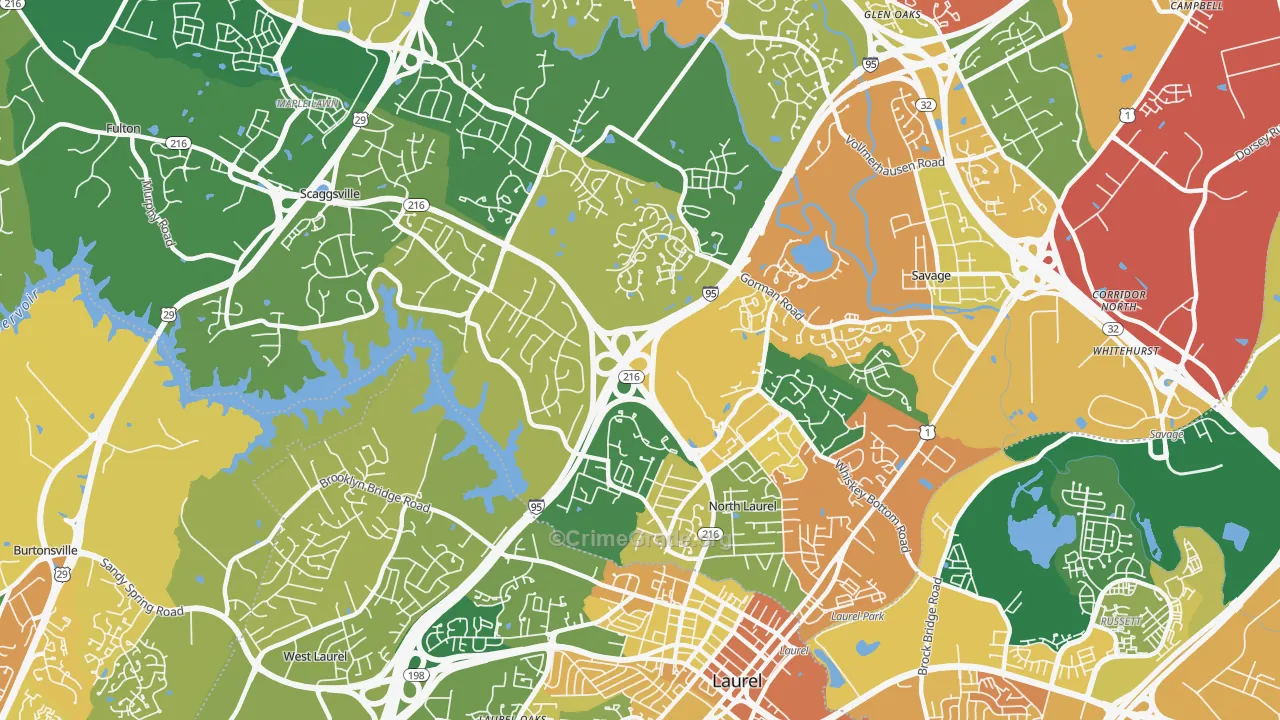 Scaggsville, MD Map of Assault Rates