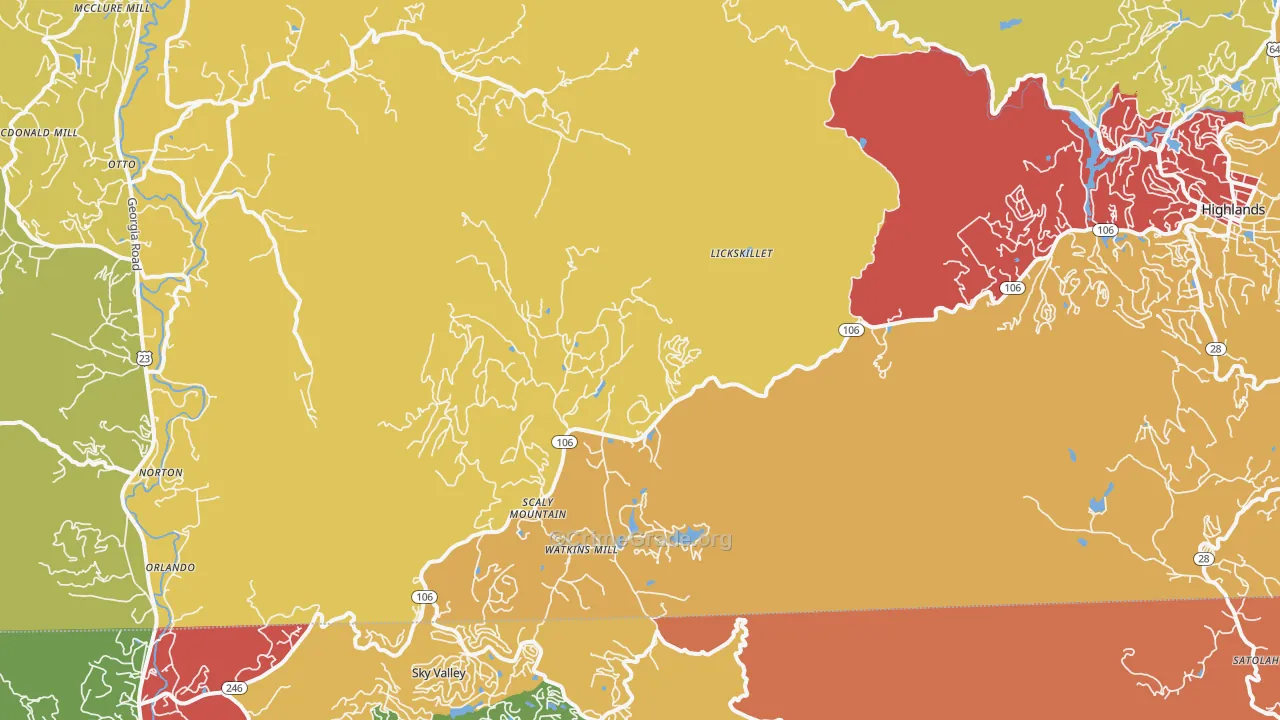 Scaly Mountain, NC Map of Assault Rates