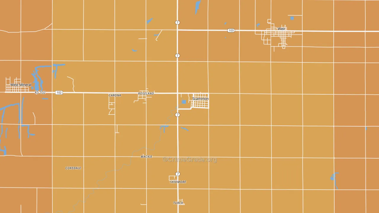 Scammon, KS Map of Assault Rates