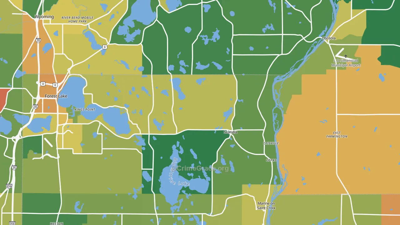 Scandia, MN Map of Assault Rates