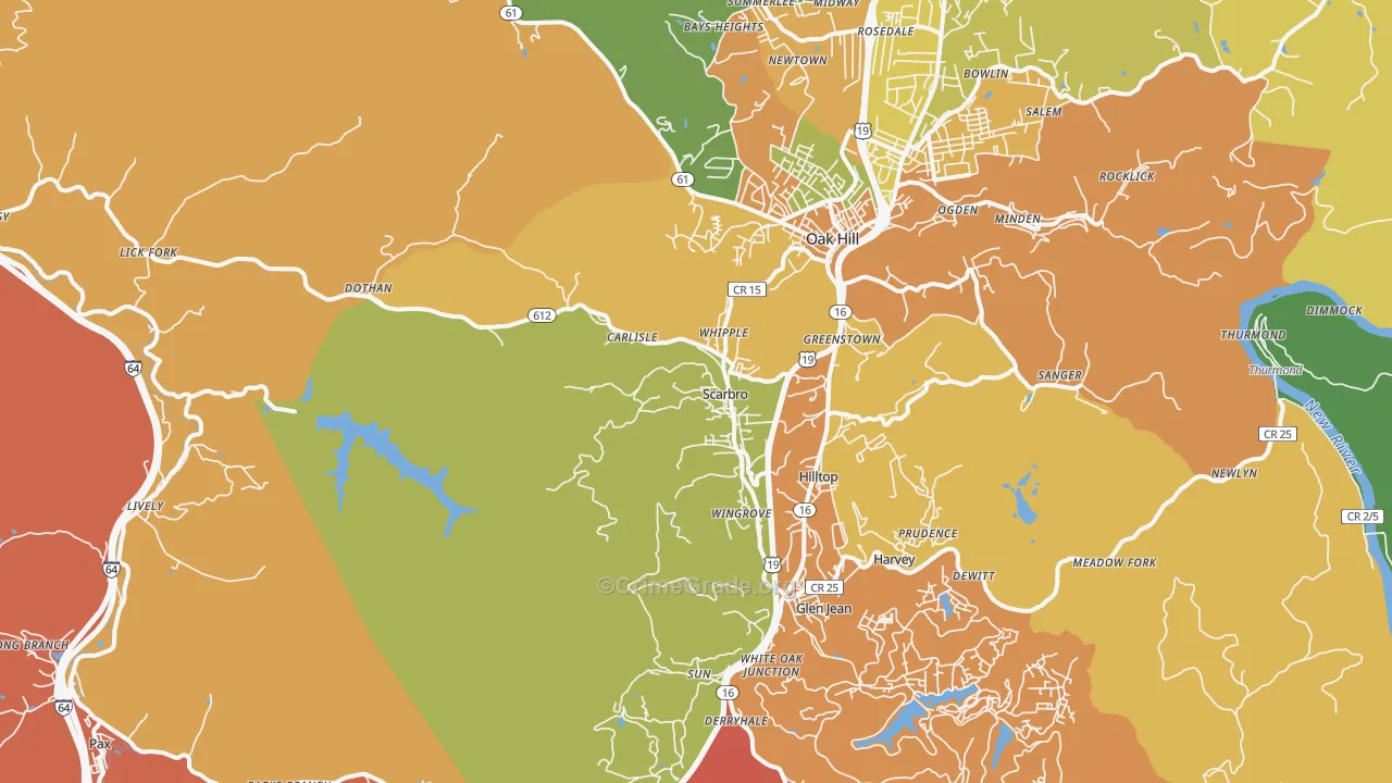 Scarbro, WV Map of Assault Rates