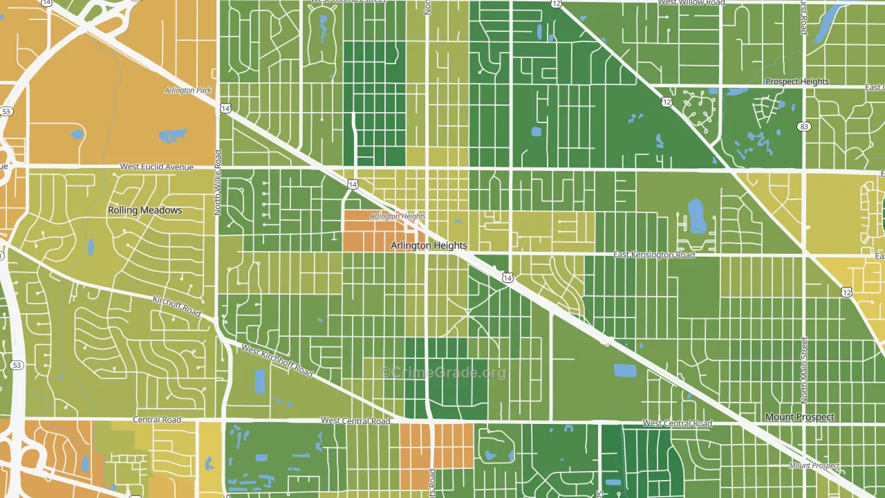 Scarsdale, Arlington Heights, IL Map of Assault Rates