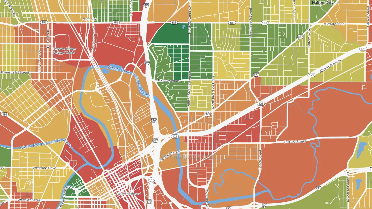 Scenic Bluff, Fort Worth, TX Map of Assault Rates