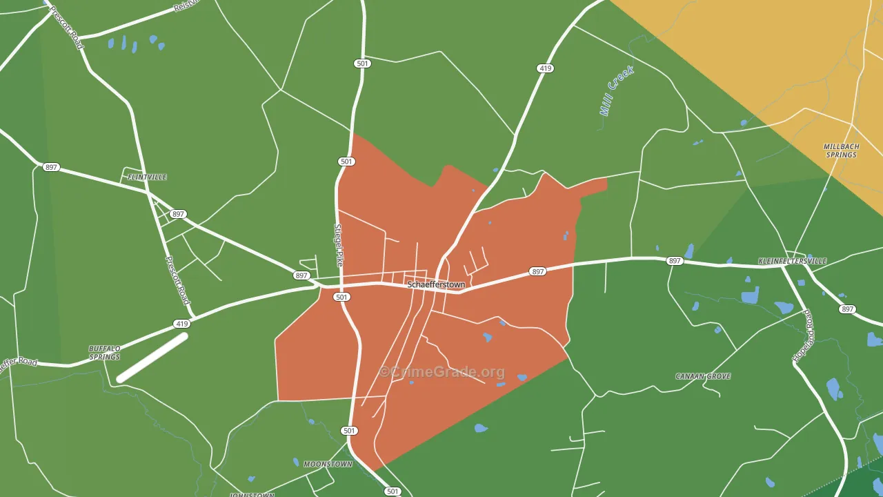 Schaefferstown, PA Map of Assault Rates
