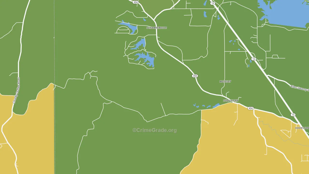 Schamberville, MS Map of Assault Rates