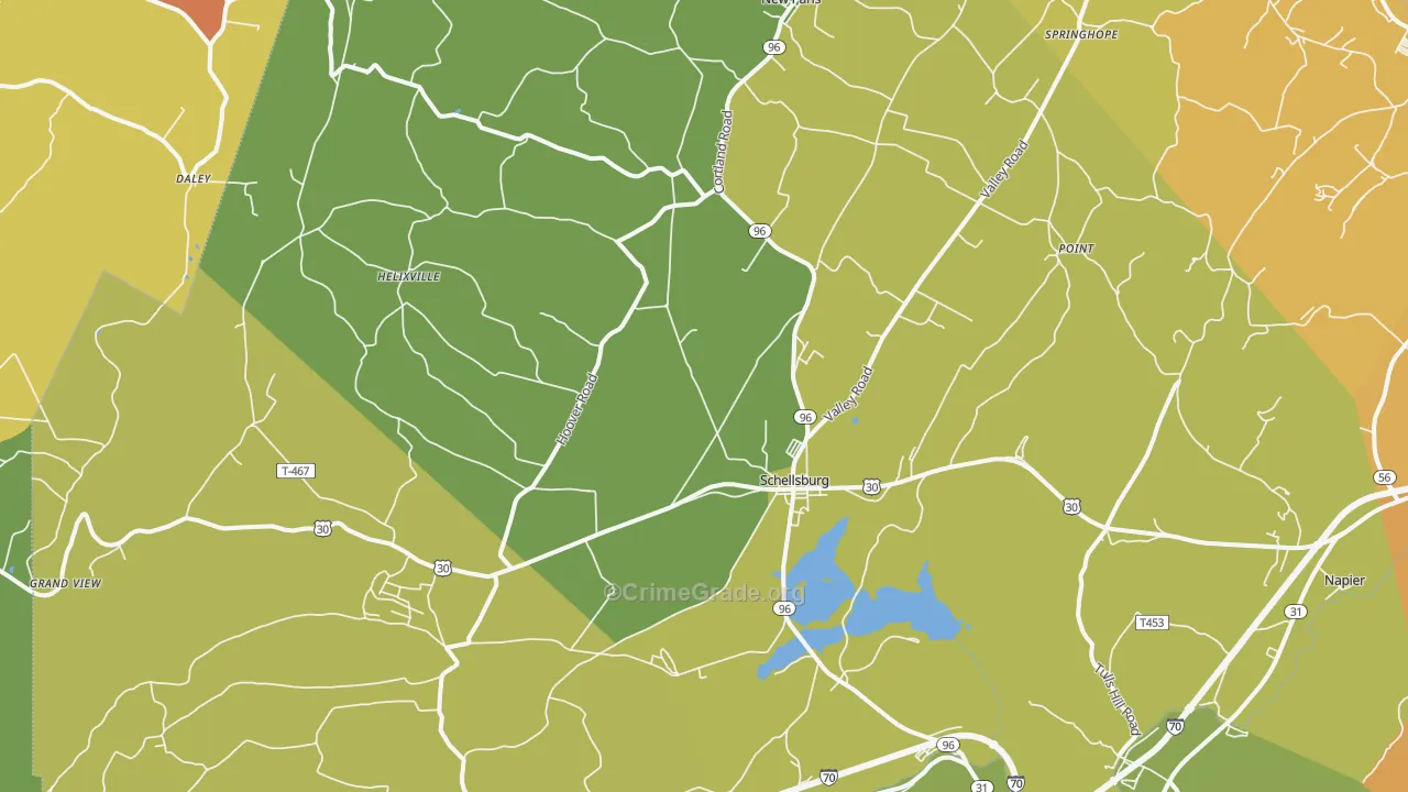 Schellsburg, PA Map of Assault Rates