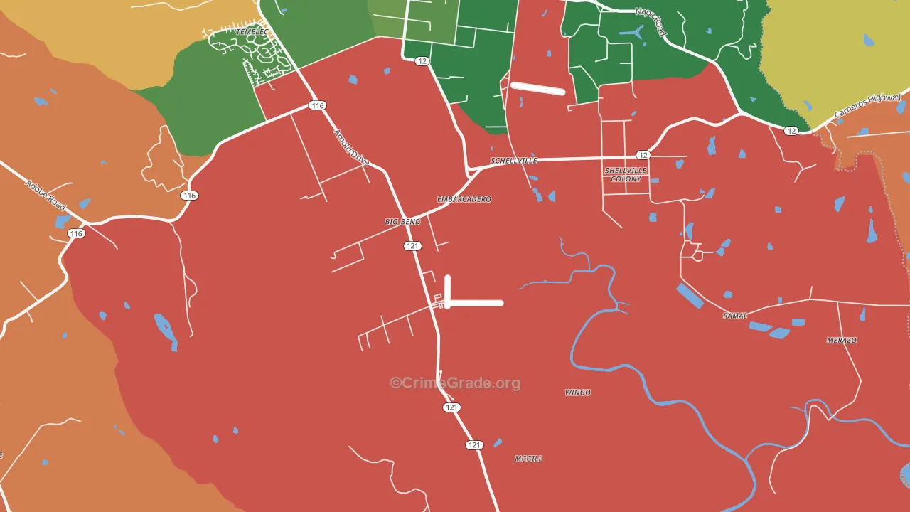 Schellville, CA Map of Assault Rates