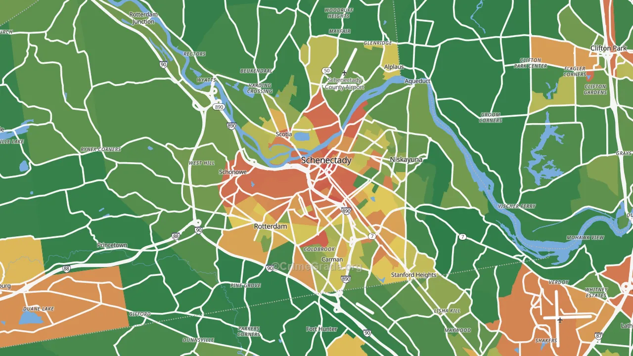 Schenectady County, NY Map of Assault Rates