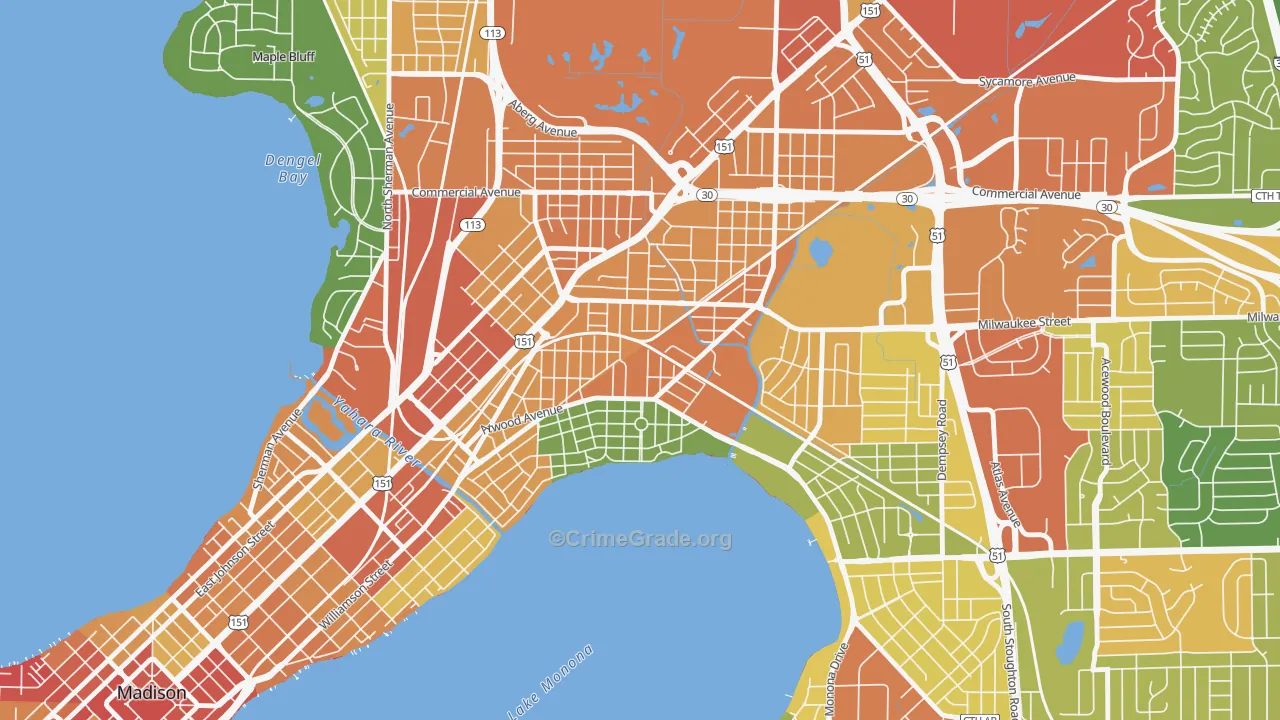 Schenk-Atwood-Starkweather-Yahar, Madison, WI Map of Assault Rates