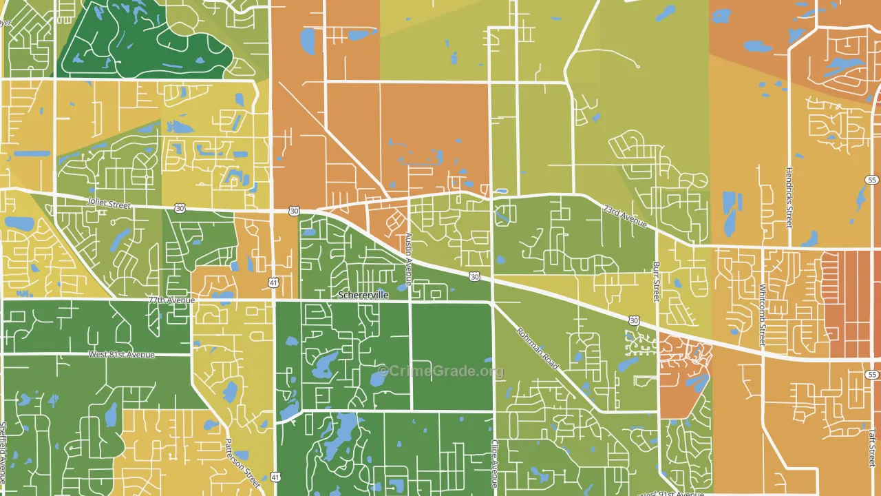 Schererville, IN Map of Assault Rates