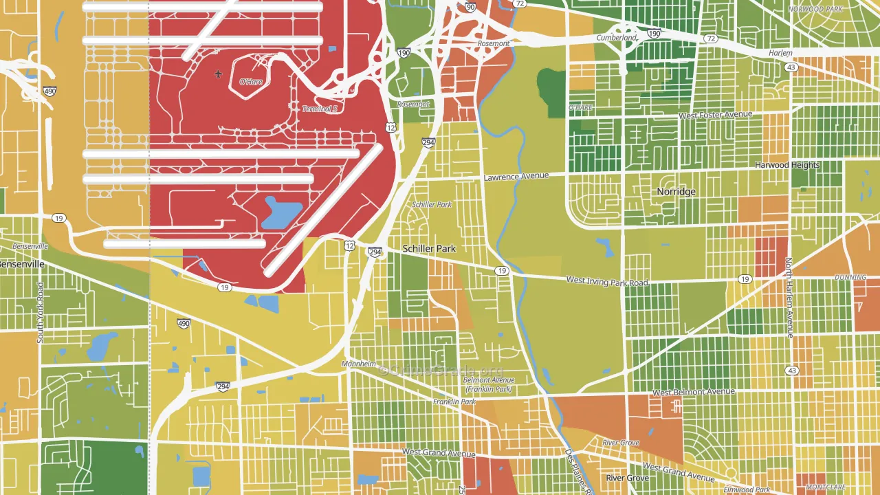Schiller Park, IL Map of Assault Rates