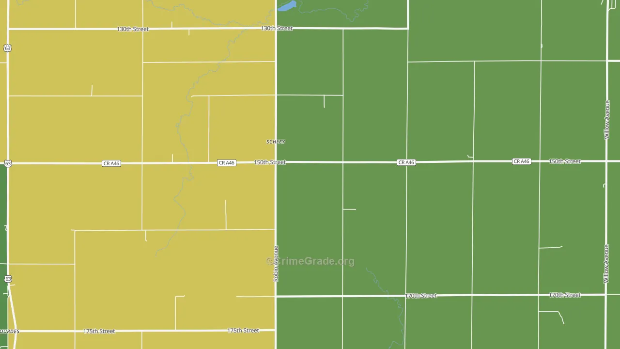Schley, IA Map of Assault Rates