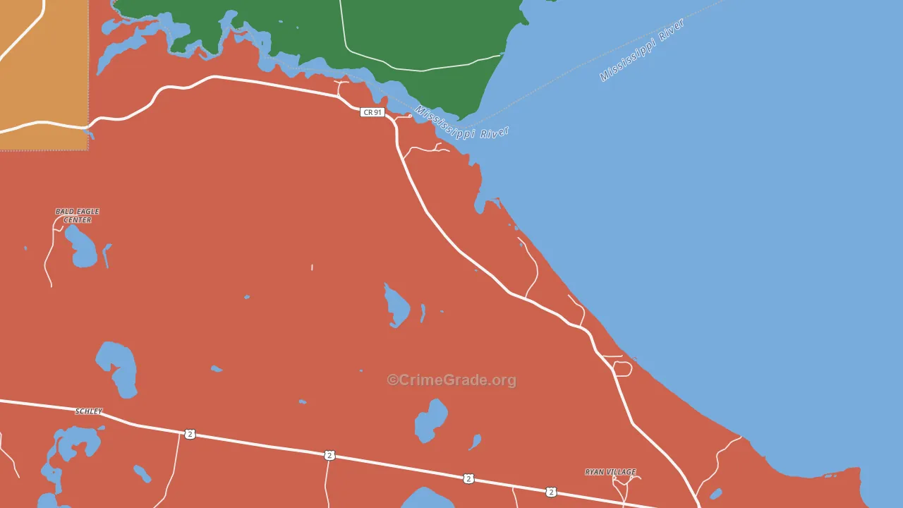 Schley, MN Map of Assault Rates